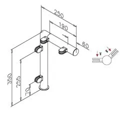 Hustenschutz Pfosten 20-130-25 -45 - Rohr  25.4 mm - Chrom Design