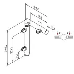 Hustenschutz Pfosten 20-130-25 mitte - Rohr  25.4 mm - Chrom Design