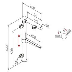 Hustenschutz Pfosten 20-131-38 -45 - Rohr  38.1 mm - Messing Design