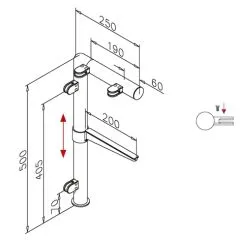 Hustenschutz Pfosten 20-131-25 links - Rohr  25.4 mm - Chrom Design