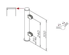 Hustenschutz Pfosten 20-150-25 -45 - Rohr  25.4 mm - Chrom Design