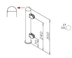 Hustenschutz Pfosten 20-160-38 rechts - Rohr  38.1 mm - Edelstahl Design