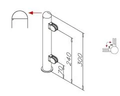 Hustenschutz Pfosten 20-160-38 -90 - Rohr  38.1 mm - Edelstahl Design