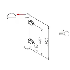 Hustenschutz Pfosten 20-160-38 rechts - Rohr  38,1 mm - Messing Design
