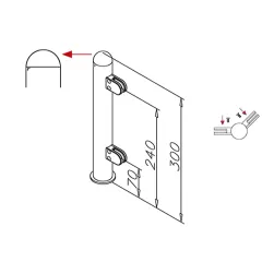 Hustenschutz Pfosten 20-160-38 -45 - Rohr  38,1 mm - Messing Design