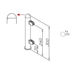 Hustenschutz Pfosten 20-160-38 links - Rohr  38.1 mm - Anthrazit Design