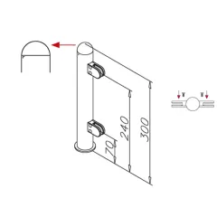 Hustenschutz Pfosten 20-160-38 mitte - Rohr  38.1 mm - Anthrazit Design