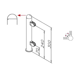 Hustenschutz Pfosten 20-160-38 - 90 - Rohr  38.1 mm - Anthrazit Design
