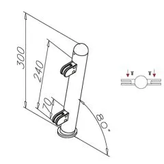 Hustenschutz Pfosten 20-161-25 mitte - Rohr  25.4 mm - Edelstahl Design