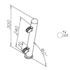 Hustenschutz Pfosten 20-161-25 links - Rohr  25.4 mm - Chrom Design