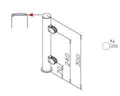 Hustenschutz Pfosten 20-151-38 links - Rohr  38.1 mm - Edelstahl Design