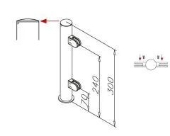 Hustenschutz Pfosten 20-151-25 mitte - Rohr  25.4 mm - Chrom Design