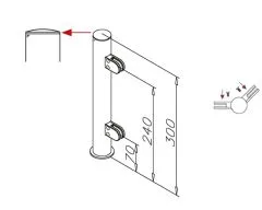 Hustenschutz Pfosten 20-151-25 -45 - Rohr  25.4 mm - Chrom Design