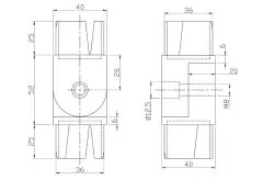 Edelstahl Rohrverbinder Vierkant 40x40 mm - variabel