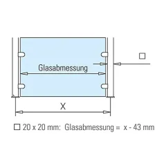 Hustenschutz Pfosten 20-170-20 mitte - Rohr 20x20 mm - Edelstahl Design