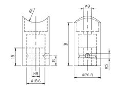 Edelstahl Abstandshalter kurz - flach fr Rohr 33,7 mm