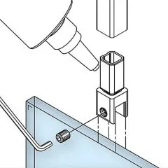 Edelstahl Design Vierkant 20x20 mm Glas-Rohrhalter gerade