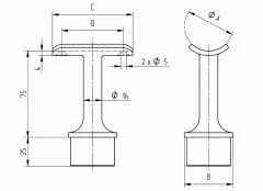 Edelstahl Rohrsttze 90 fr Edelstahlrohr 33,7 mm