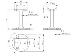 Edelstahl Rohrhalterung fr Edelstahlrohr 42,4 mm