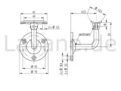 Edelstahl Handlaufhalter fr Rohr 42,4 mm mit Gelenk