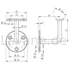 Edelstahl Handlauftrger fr Rohr 42,4 mm Schraubmontage