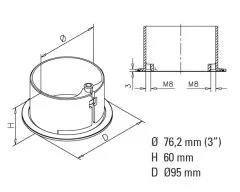 Edelstahl Rohr 76,2 mm Rohrbefestigungshlse