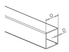 Edelstahl matt Vierkant Rohr 20x20mm - ganze Lnge 200 cm
