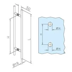 Edelstahl Trgriff Modell 475303 - Griff 19mm - Grifflnge 30cm