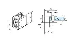 Anthrazit Design Glasklemme 23 Flachmontage Glas 4-8,76mm