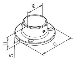 Edelstahl Design Rohr 50,8 mm Boden- und Wandflansch