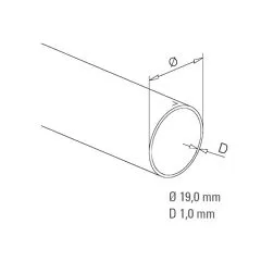 Anthrazit Design Rohr  19.0mm - ganze Lnge 200 cm