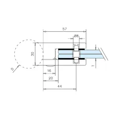 Edelstahl matt Design Glasklemme 42 - Rohr 38,1 mm - Glas 6-12.76mm
