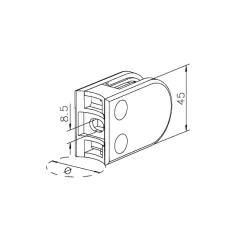 Messing matt Design Glasklemme 22 - Rohr 38,1 mm - Glas 6-10mm