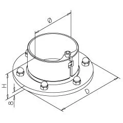 Edelstahl Design Rohr 101,6 mm Boden- und Wandflansch