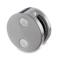 Edelstahl matt Design Glasklemme 44 - Rohr 38,1 mm - Glas 8-12.76mm