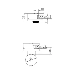 Edelstahl matt Design Glasklemme 44 - Rohr 38,1 mm - Glas 8-12.76mm
