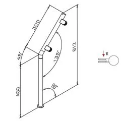 Hustenschutz Pfosten 20-171-25 rechts - Rohr  25.4 mm - Anthrazit schwarz Design