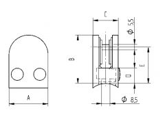 Edelstahl V2A Glasklemme - 12 - Rohr 33,7 mm - Glas 6-8 mm