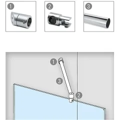 Chrom Design - 19mm - 1.000mm - Duschwand-Stabilisationsset 45
