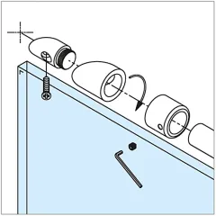 Chrom Design - 19mm - 1.000mm - Duschwand-Stabilisationsset 45