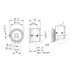 Edelstahl Wandadapter rechts fr Nutrohr  42,4 mm