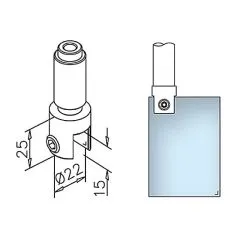 Anthrazit Design Rohr  19,0 mm Glas-Rohrhalter 180