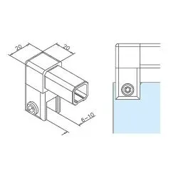 Anthrazit Design Vierkant 20x20 mm Glas-Rohrhalter 90
