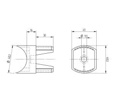 Edelstahl Adapter fr Doppelnutrohr  48,3 mm