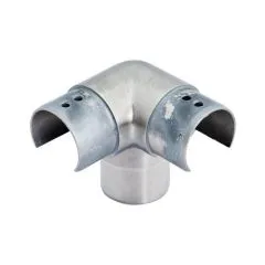 Edelstahl Eck Rohrverbinder 3x90 fr Nutrohr  48,3 mm