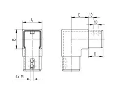 Nutrohr 30x30 mm Eckbogen 90 vertikal Edelstahl