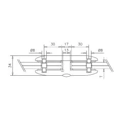 Edelstahl matt V2A Glasverbinder 28 - 180 - Glas 6-12.76mm