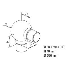 Edelstahl Design Rohr 38,1 mm Kugelrohrverbinder 90