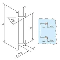 Chrom Design Trgriff beidseitig Modell 81100 - 25,4 mm - L 700 mm