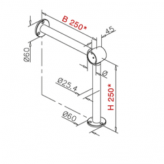 Messing Design Fulaufhalter Rohr 25,4 mm 20-2130